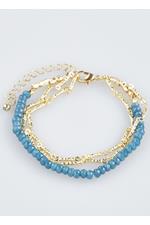 Layered Gold Plated Strand Teal Bead Bracelet