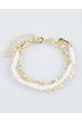 Layered Gold Plated Strand White Bead Bracelet