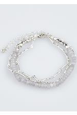 Layered Silver Plated Strand Grey Bead Bracelet