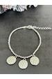 Silver Plated Hammered Disc and Bead Bracelet