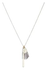 Gold Plated Charm and Grey Tassel Necklace