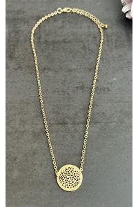 Gold Plated Filigree Disc Necklace 