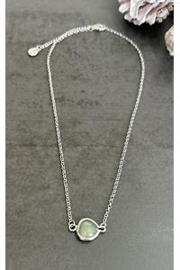 Silver Plated Green Opal Necklace